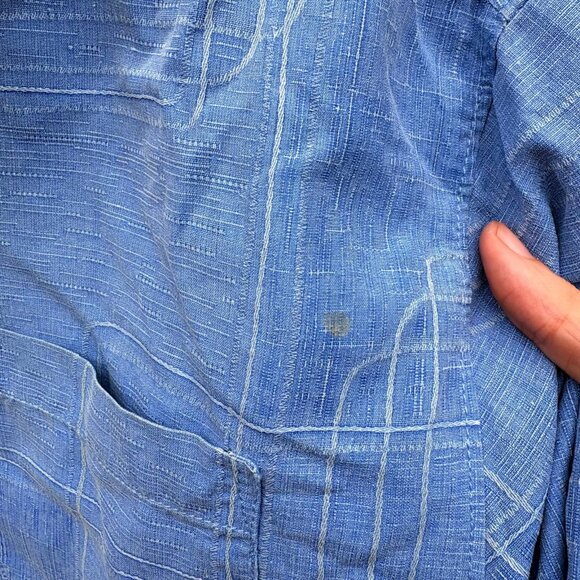 Blue Pattern Tommy Bahama Silk Button Shirt XL - Picture 5 of 6